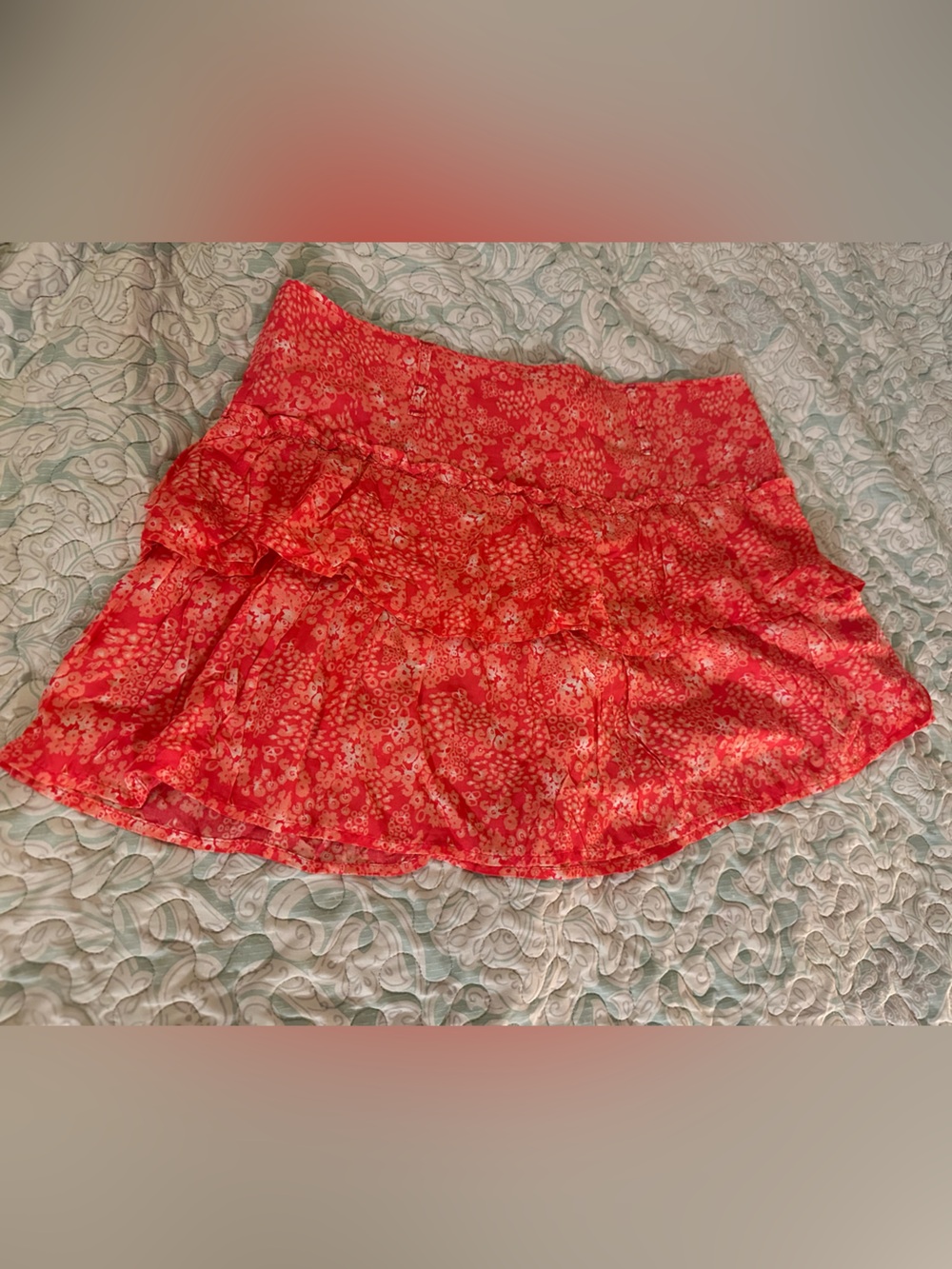 Floral Coral Tiered Skater Skirt by Selena Gomez